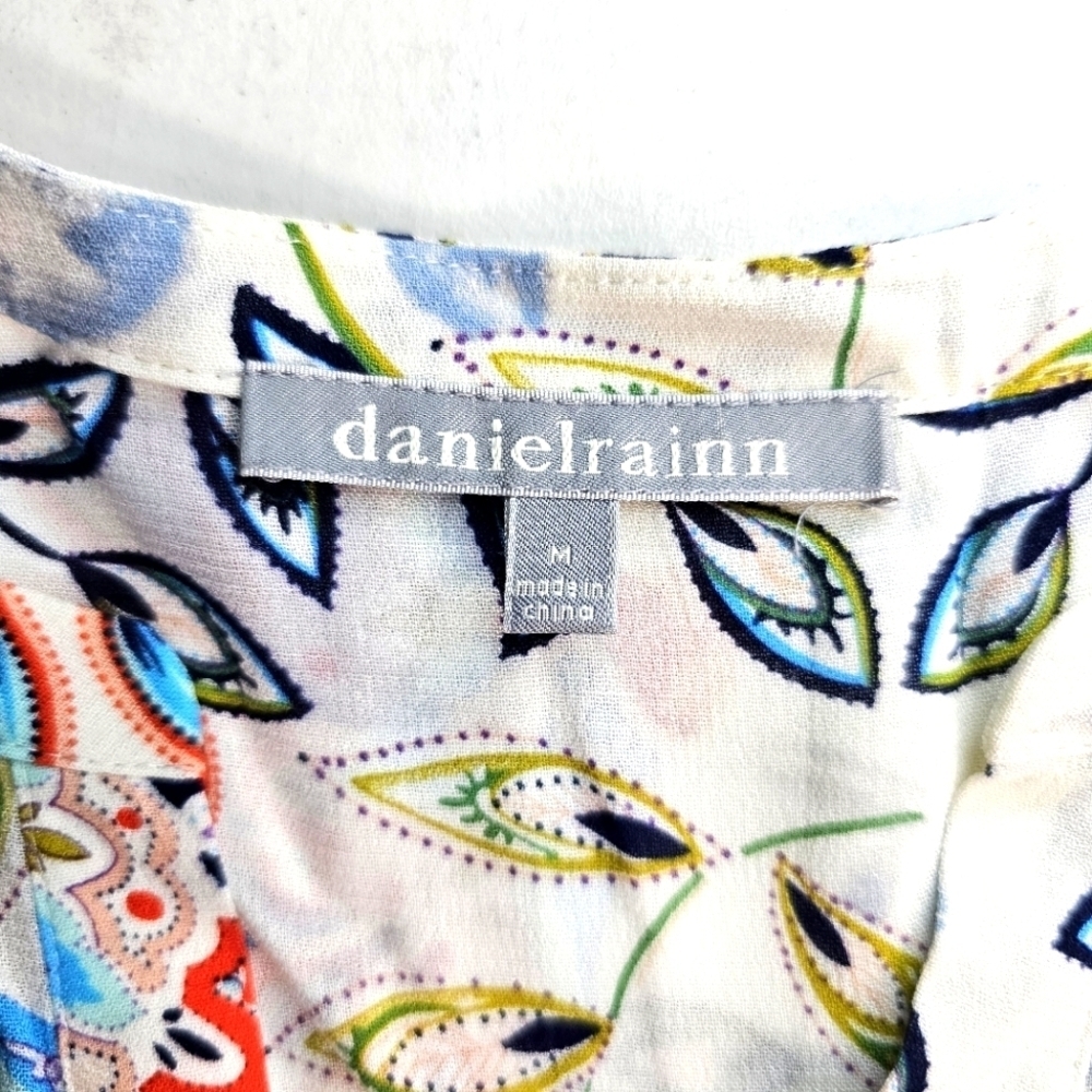Daniel Rainne Pastel Paisley Floral 3/4 Sleeves Casual Office Medium Top - Picture 7 of 12